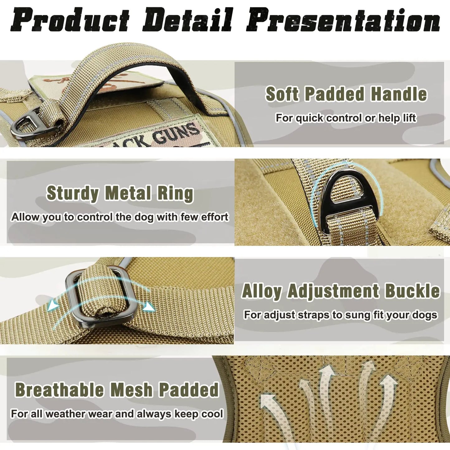 tactical dog harness for small dogs – military-grade comfort & control for safe adventures!