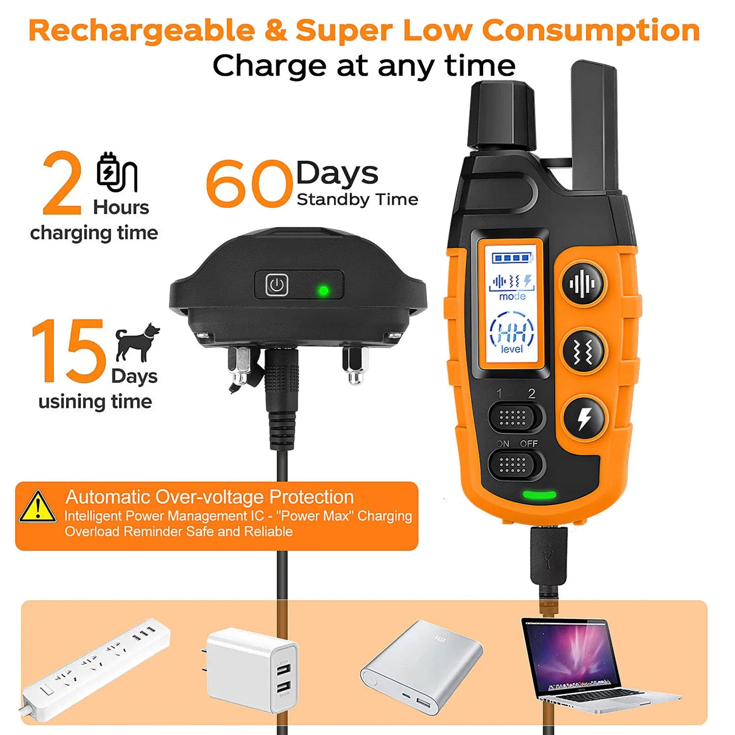 3300ft rechargeable waterproof dog training collar effective & safe training!