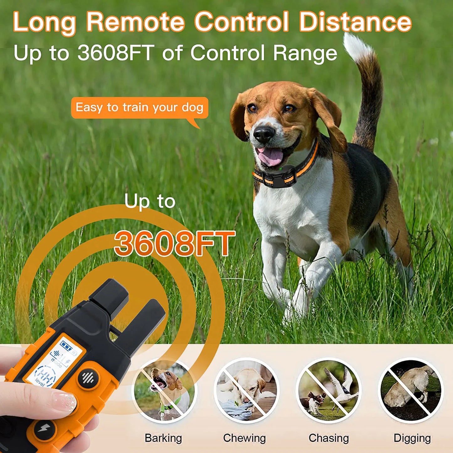 3300ft rechargeable waterproof dog training collar effective & safe training!